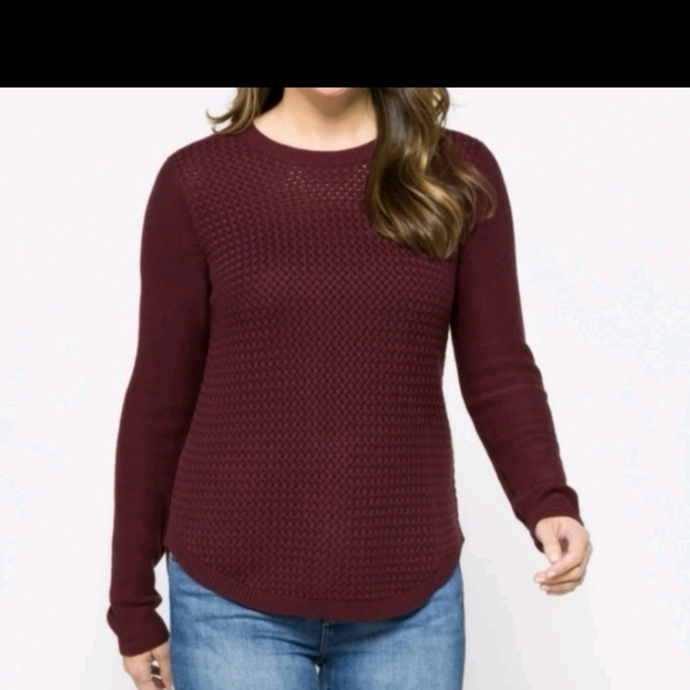 Lety & Me Elbow Patch Burgundy Sweater, 3x